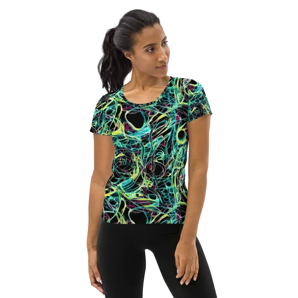 Vivid Circuitry on Women's Athletic T-Shirt — Front