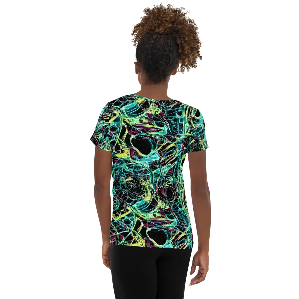 Vivid Circuitry on Women's Athletic T-Shirt — Back