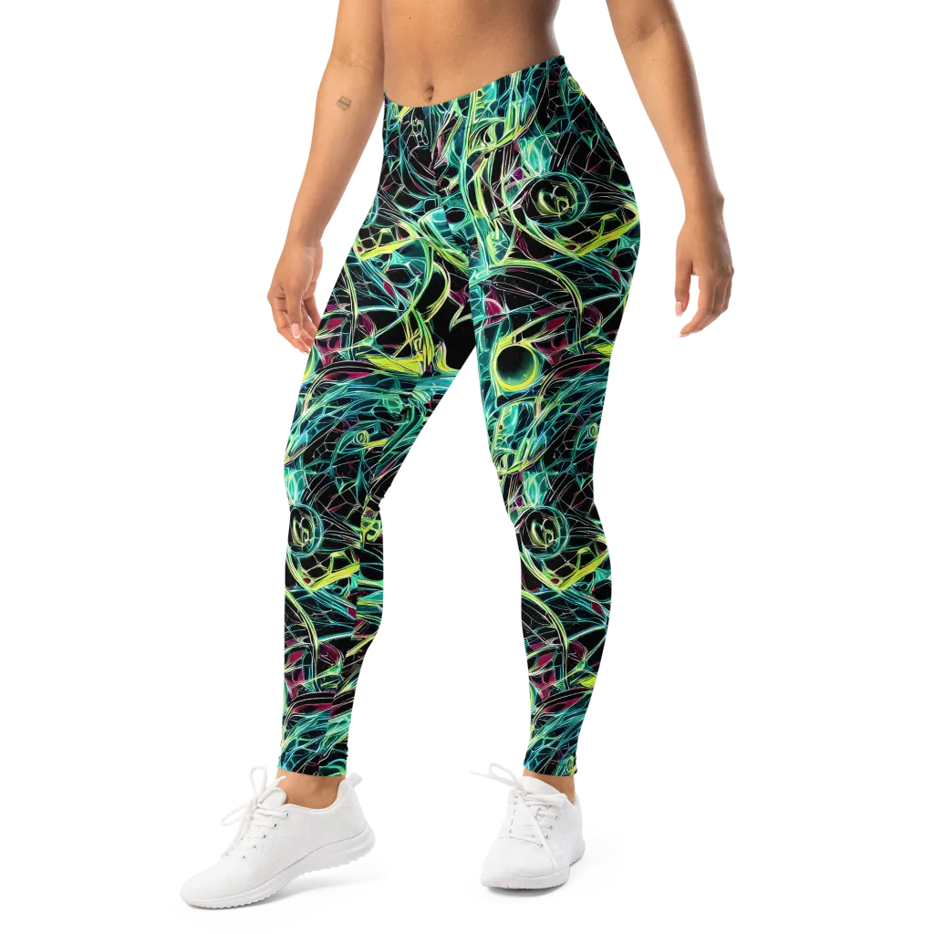 Vivid Circuitry on Leggings — Left Front