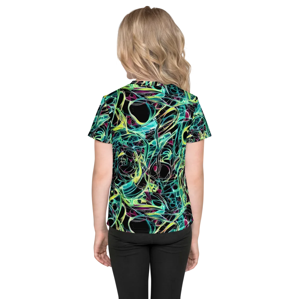 Vivid Circuitry on Kids Crew Neck T-Shirt — Back