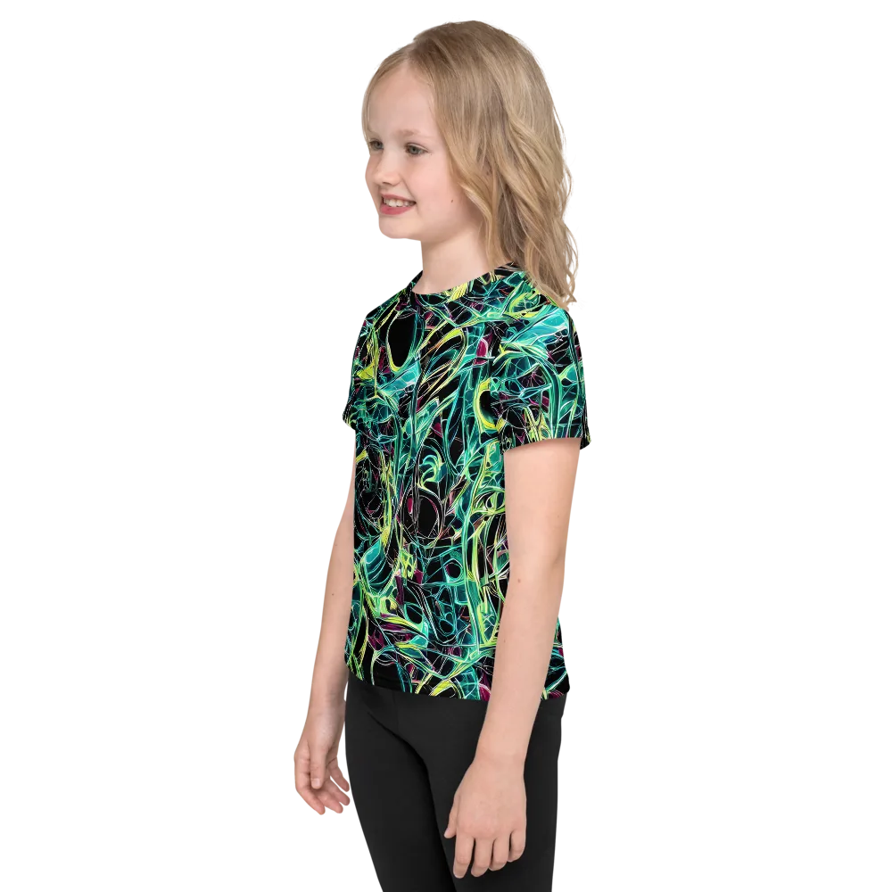 Vivid Circuitry on Kids Crew Neck T-Shirt — Left