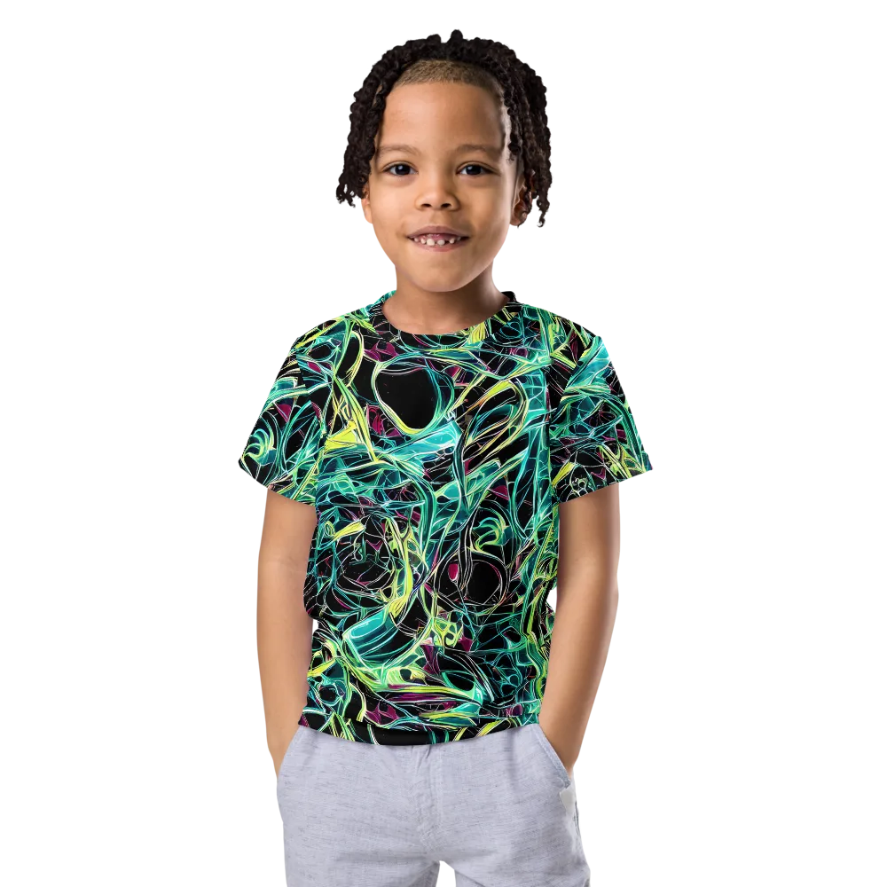 Vivid Circuitry on Kids Crew Neck T-Shirt — Front