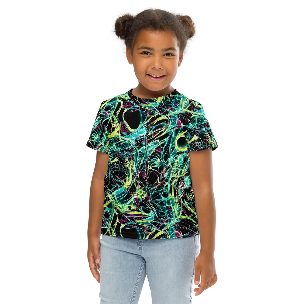 Vivid Circuitry on Kids Crew Neck T-Shirt — Front