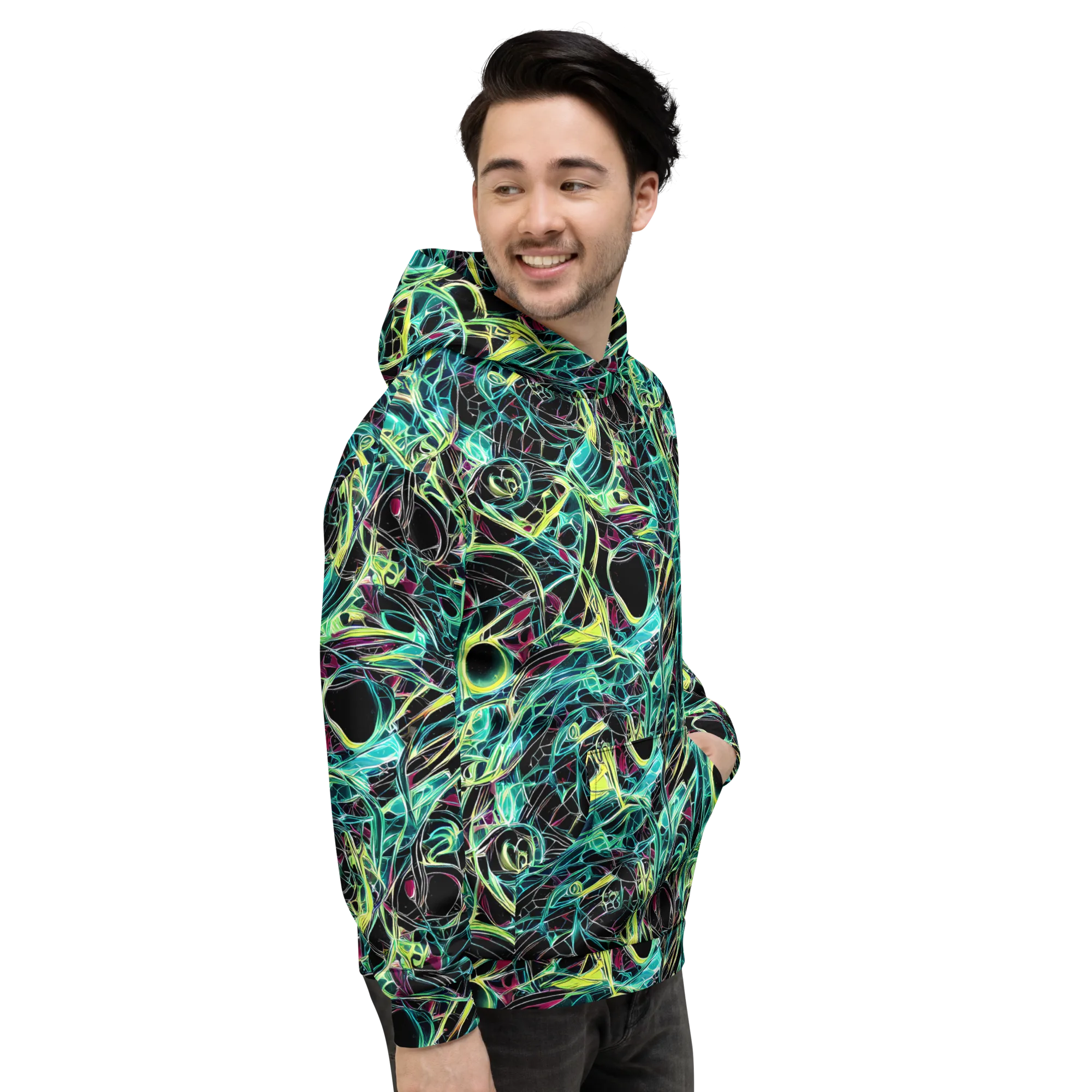 Vivid Circuitry on Hoodie — Right
