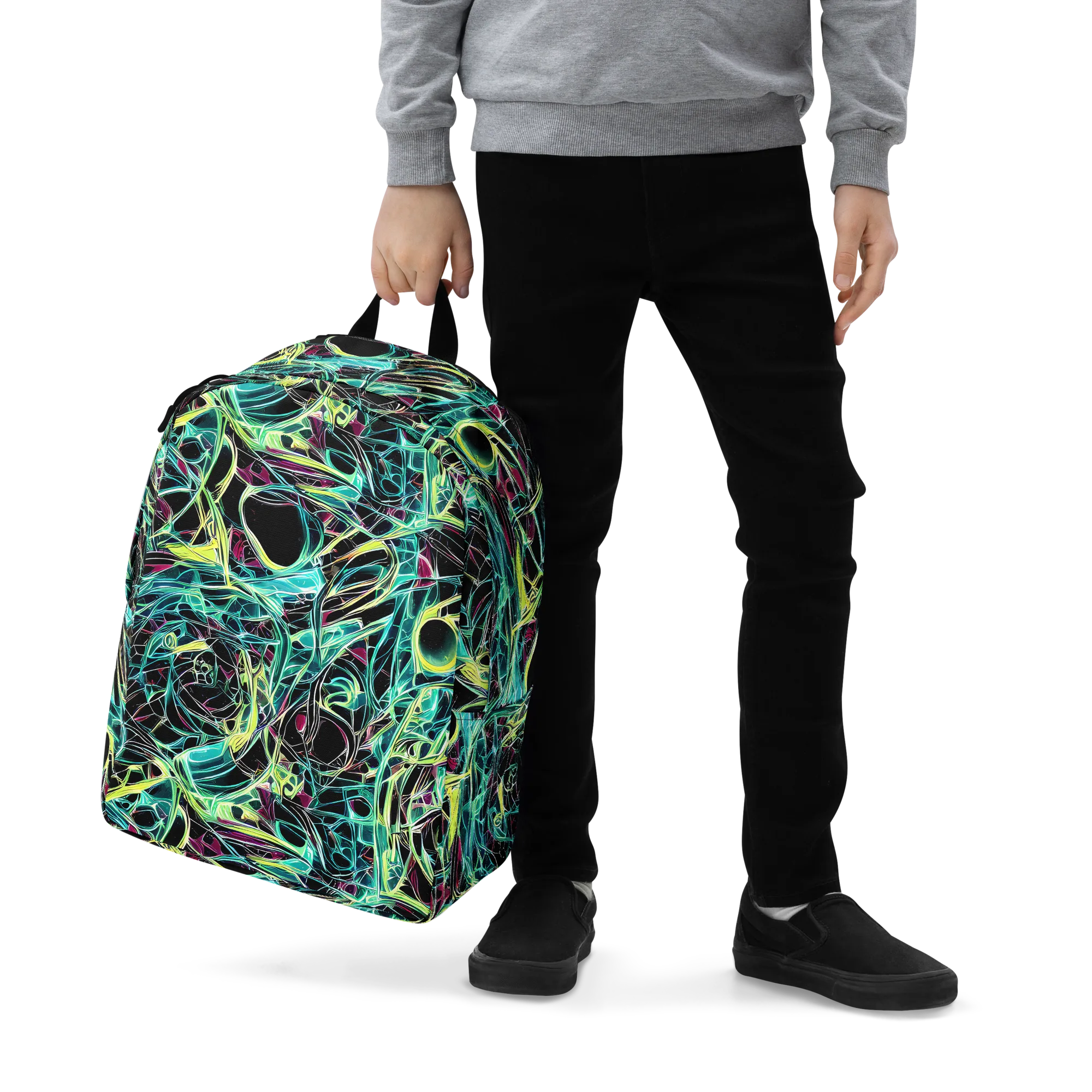 Vivid Circuitry on Minimalist Backpack — Zoomed-in