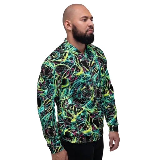 Vivid Circuitry on a Bomber Jacket