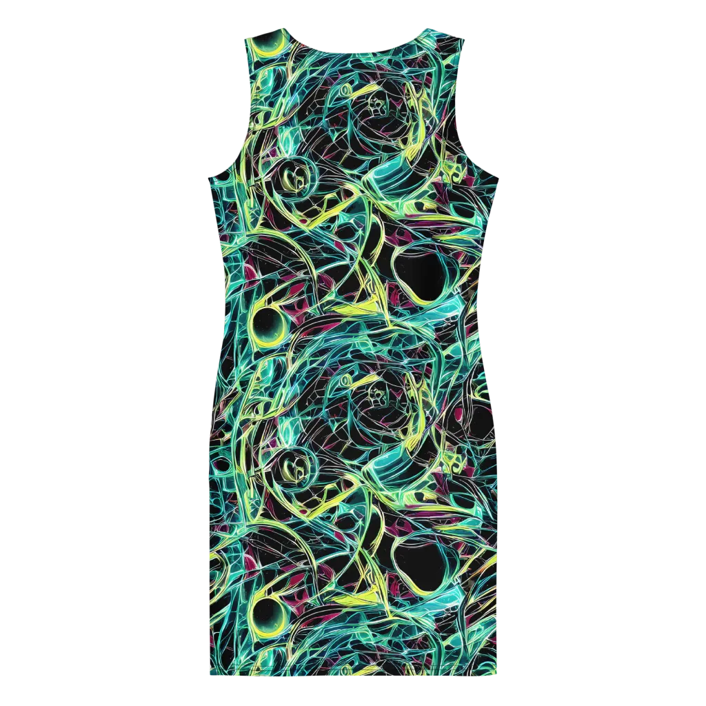 Vivid Circuitry on Bodycon Dress — Back