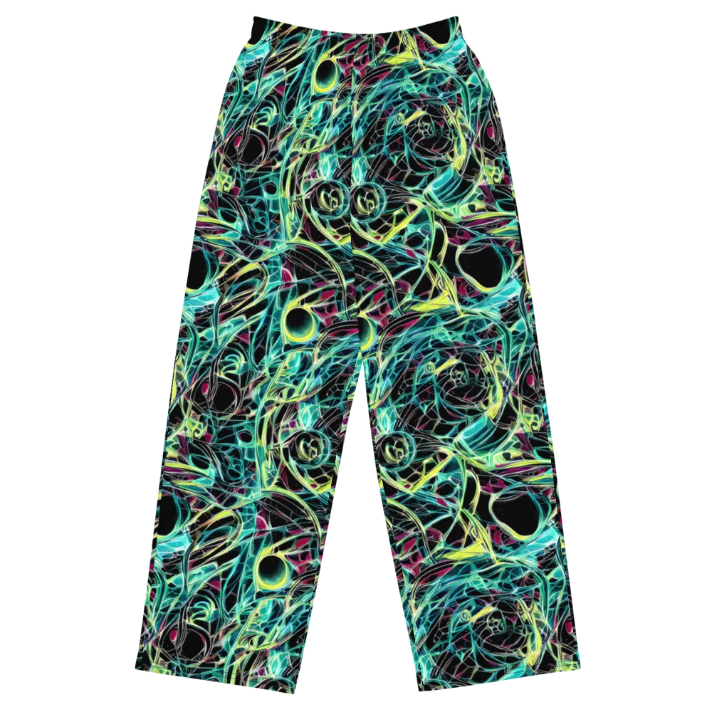 Vivid Circuitry on Wide-Leg Pants — Front