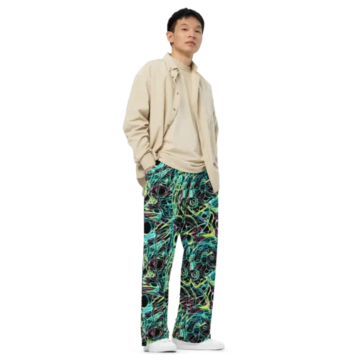 Vivid Circuitry on a Wide-Leg Pants