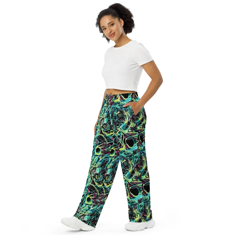 Vivid Circuitry on Wide-Leg Pants — Left Front