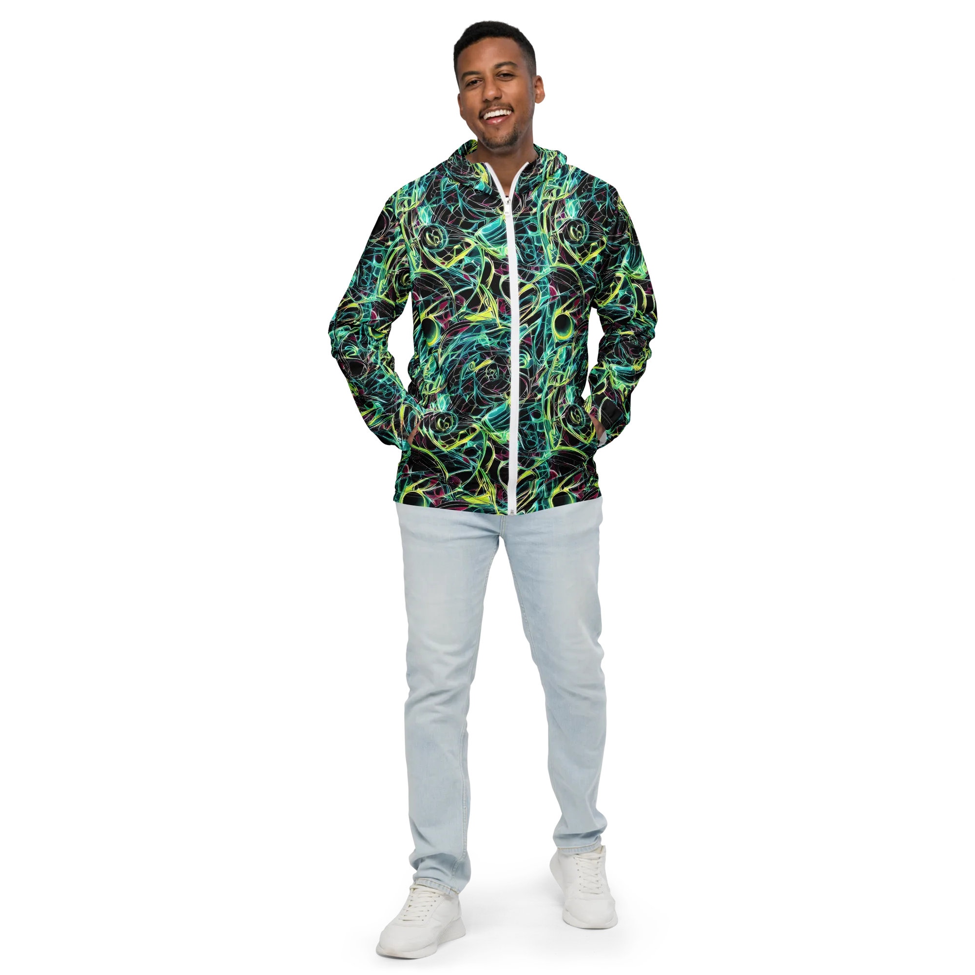Vivid Circuitry on Men's Windbreaker — Front