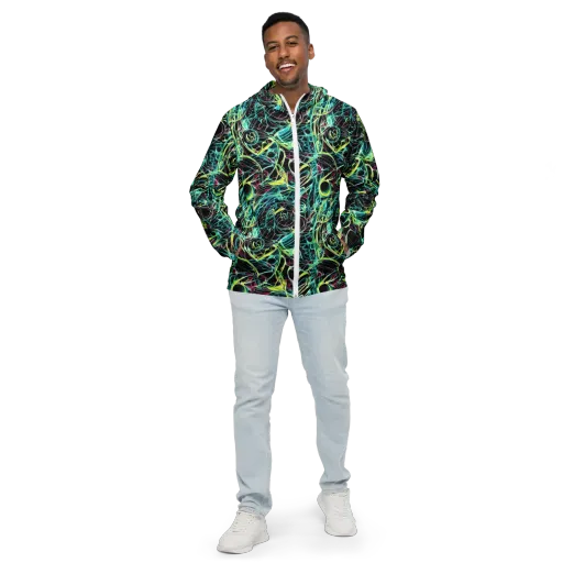 Vivid Circuitry on a Men's Windbreaker