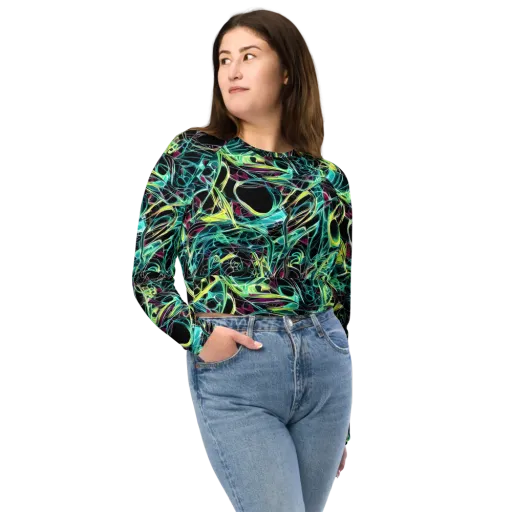 Vivid Circuitry on a Long Sleeve Crop Top