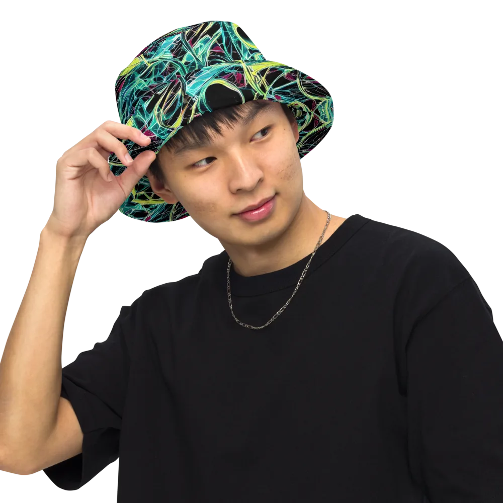 Vivid Circuitry on Reversible Bucket Hat — Front Inside