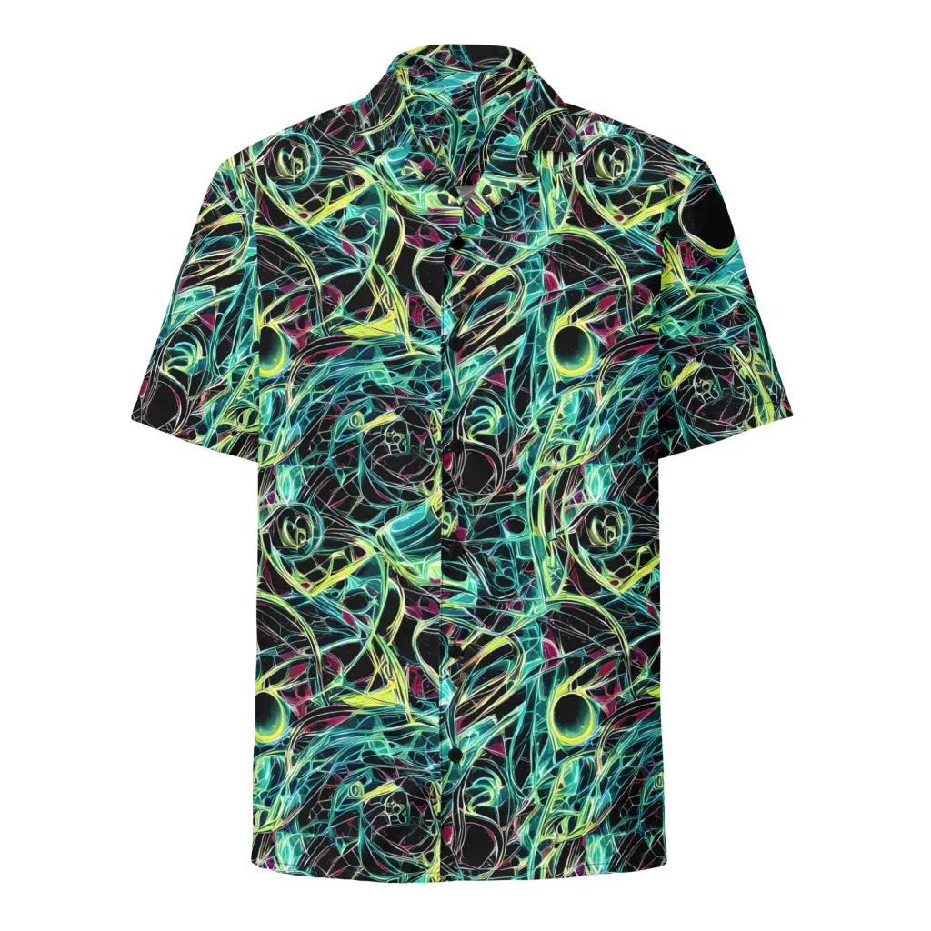 Vivid Circuitry on Button Shirt — Front