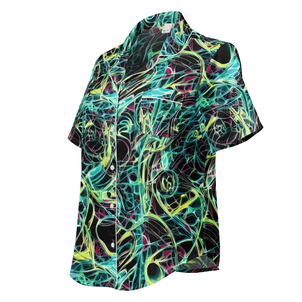 Vivid Circuitry on Women's Short Sleeve Pajama Top — Left Front