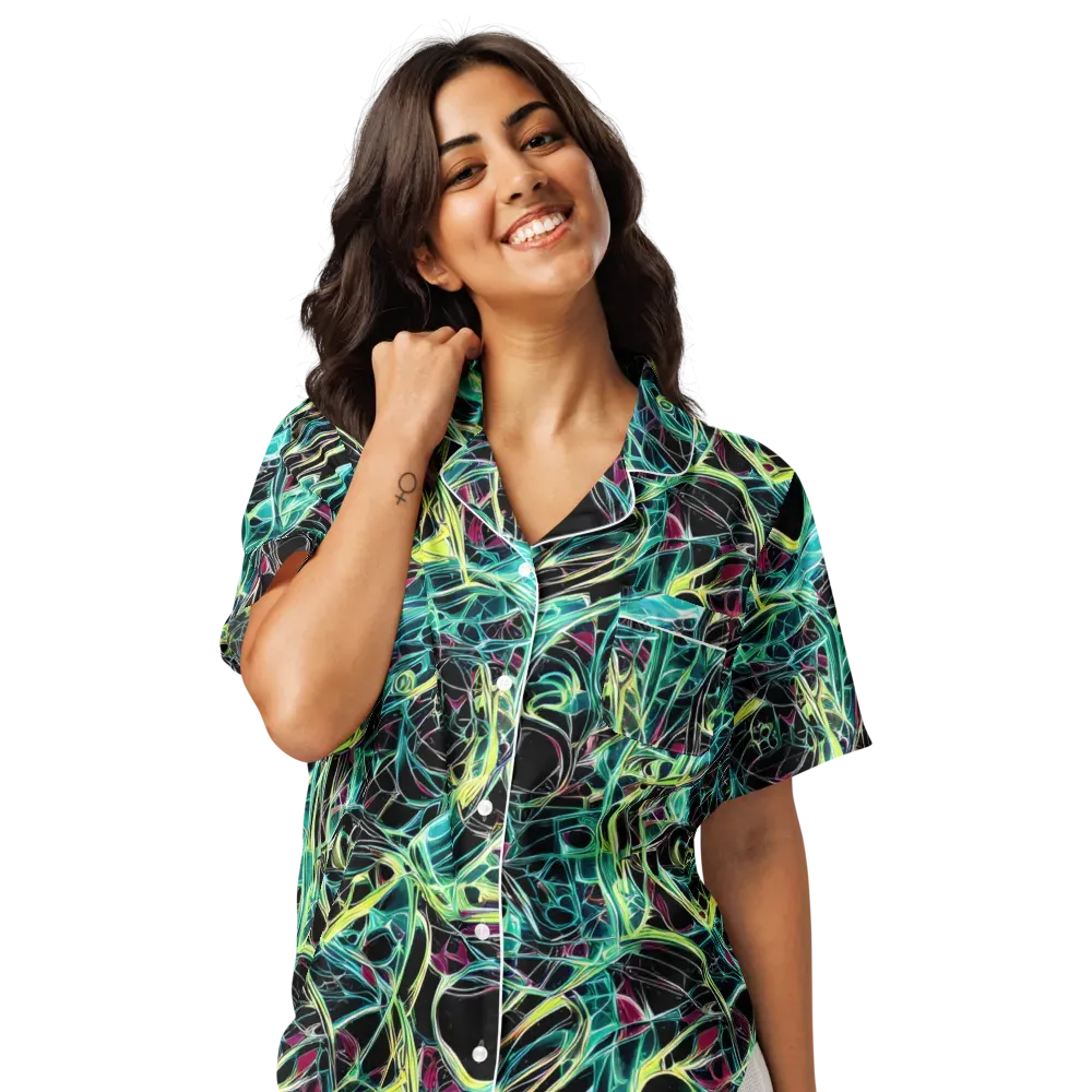 Vivid Circuitry on Women's Short Sleeve Pajama Top — Front