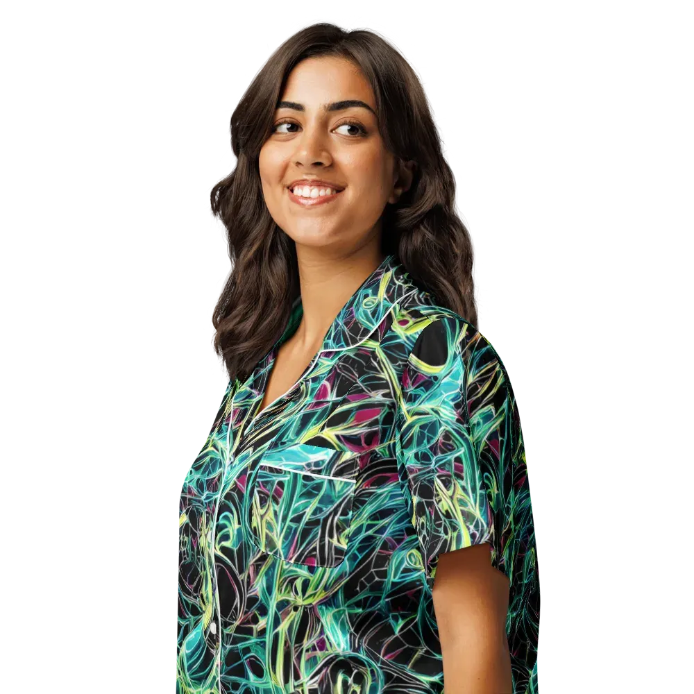Vivid Circuitry on Women's Short Sleeve Pajama Top — Left Front
