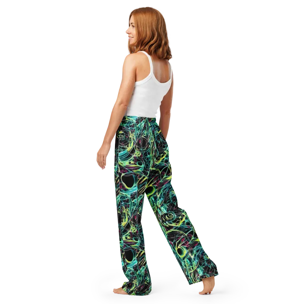 Vivid Circuitry on Women's Pajama Pants — Back