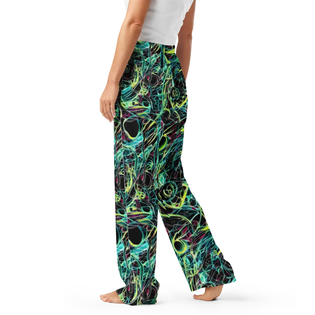 Vivid Circuitry on Women's Pajama Pants — Left