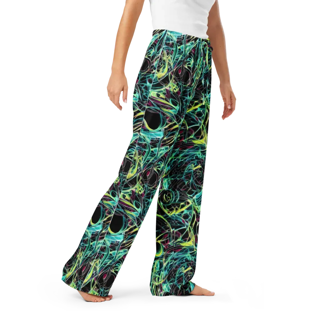 Vivid Circuitry on Women's Pajama Pants — Right Front