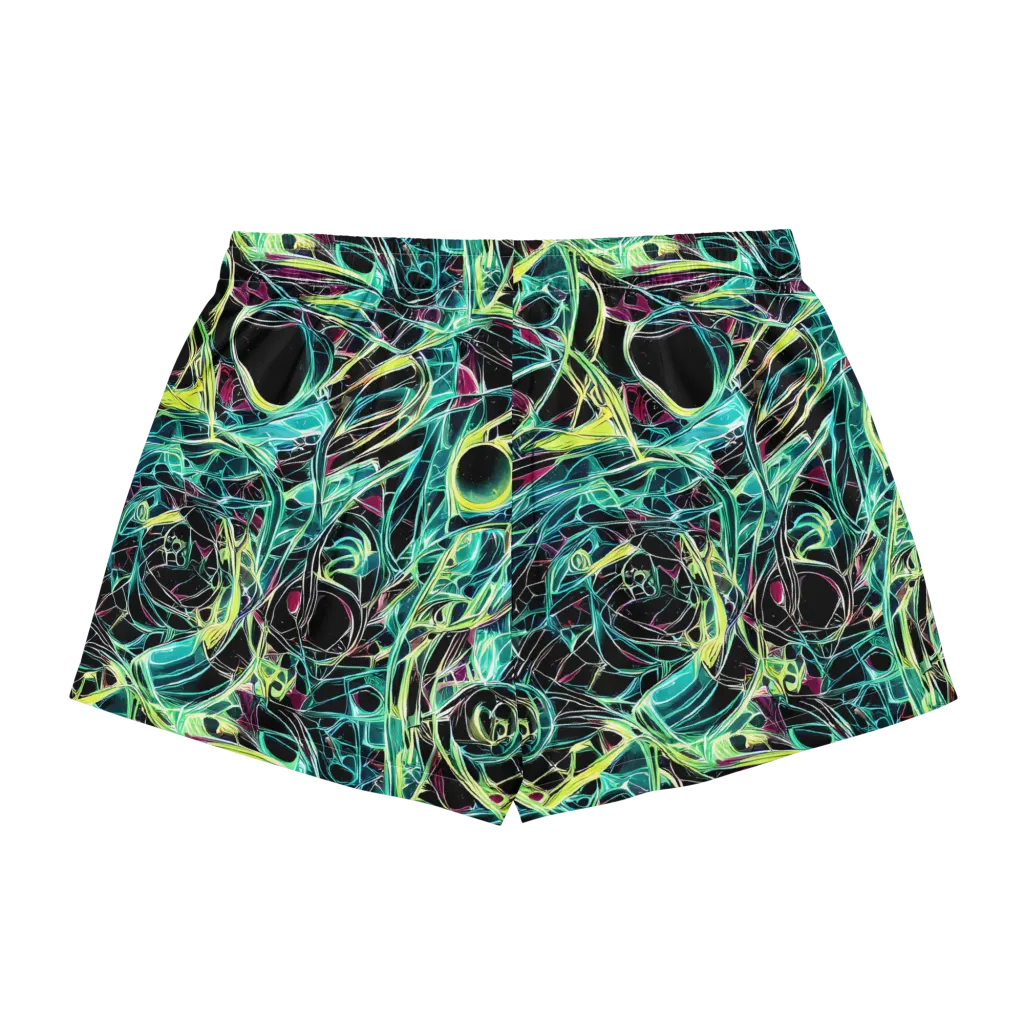 Vivid Circuitry on Women's Pajama Shorts — Back
