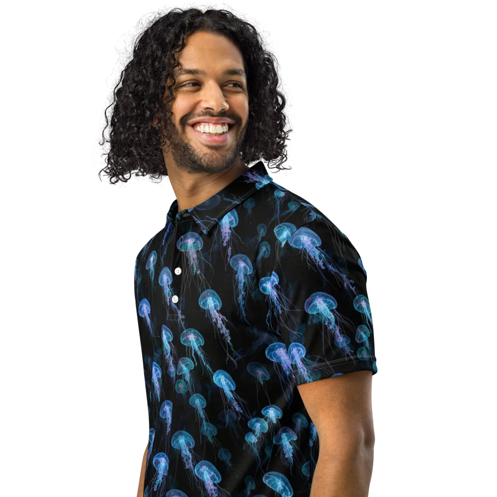 Deep Sea Reverie on Men's Slim Fit Polo Shirt — Left Front