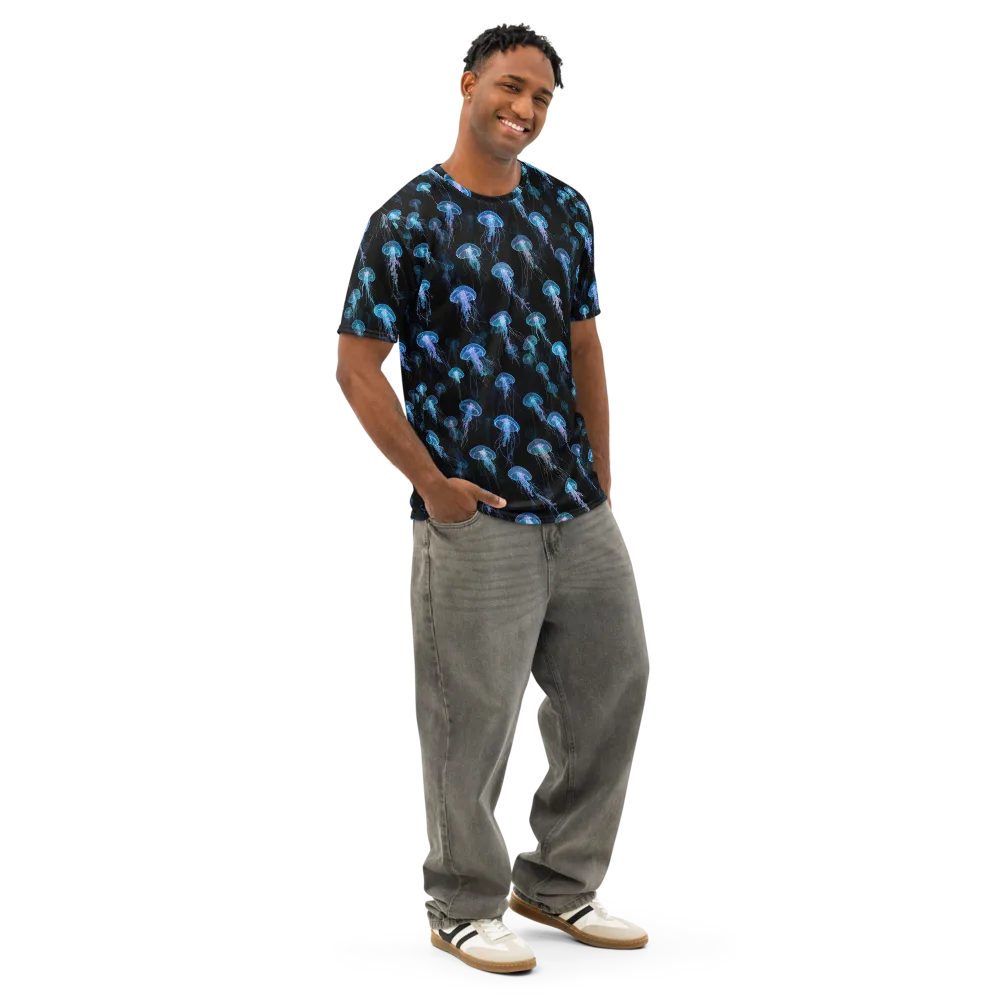 Deep Sea Reverie on Men's Cotton Crew Neck T-Shirt — Right Front