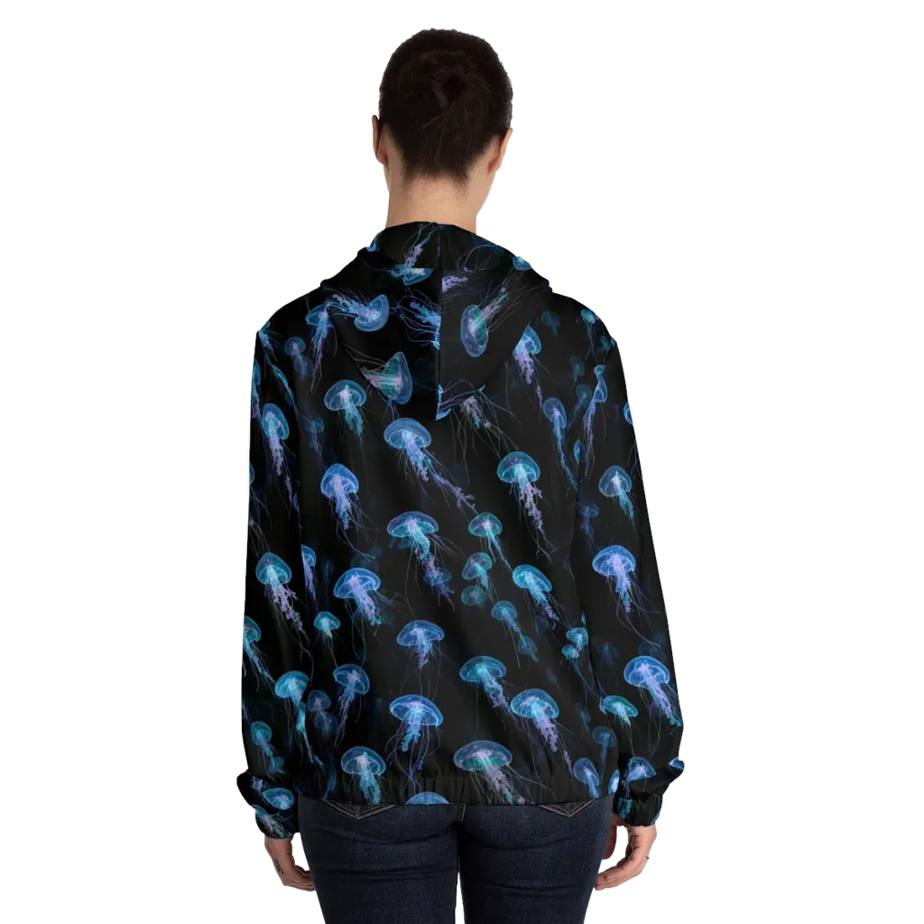 Deep Sea Reverie on Women's Full-Zip Hoodie — Back On Person