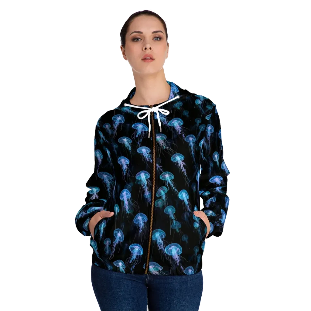 Deep Sea Reverie on Women's Full-Zip Hoodie — Front On Person