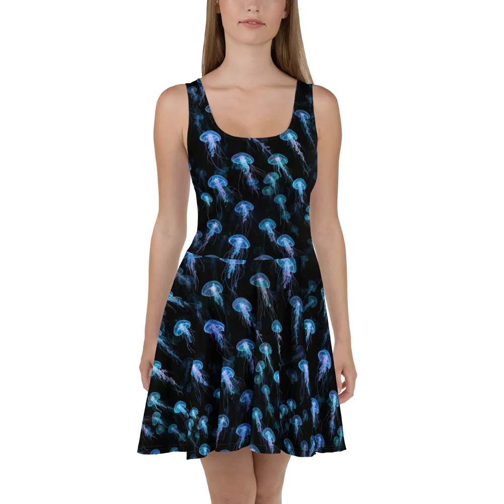 Deep Sea Reverie on Skater Dress — Front