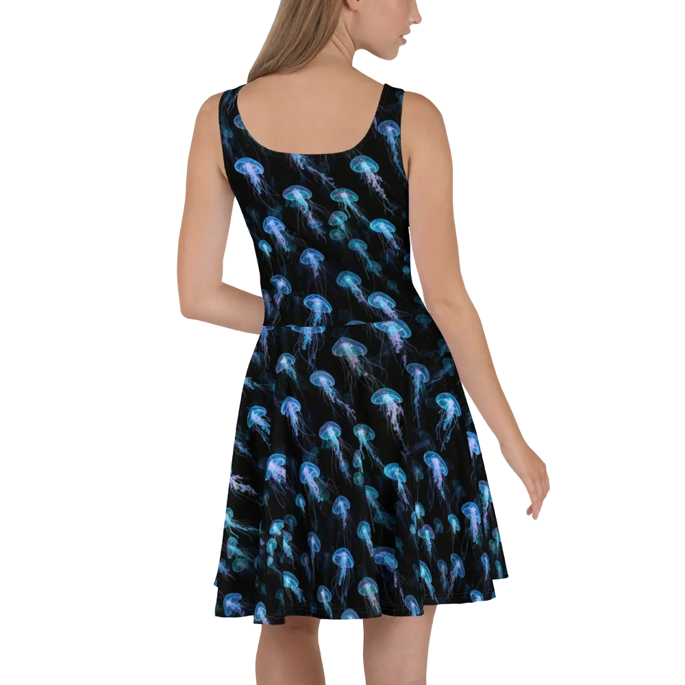 Deep Sea Reverie on Skater Dress — Back
