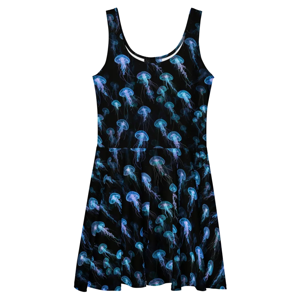 Deep Sea Reverie on Skater Dress — Front