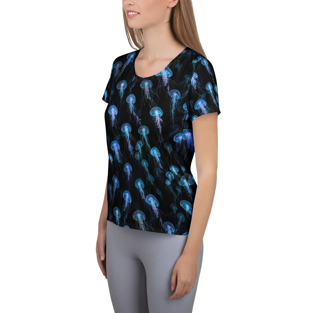 Deep Sea Reverie on Women's Athletic T-Shirt — Left