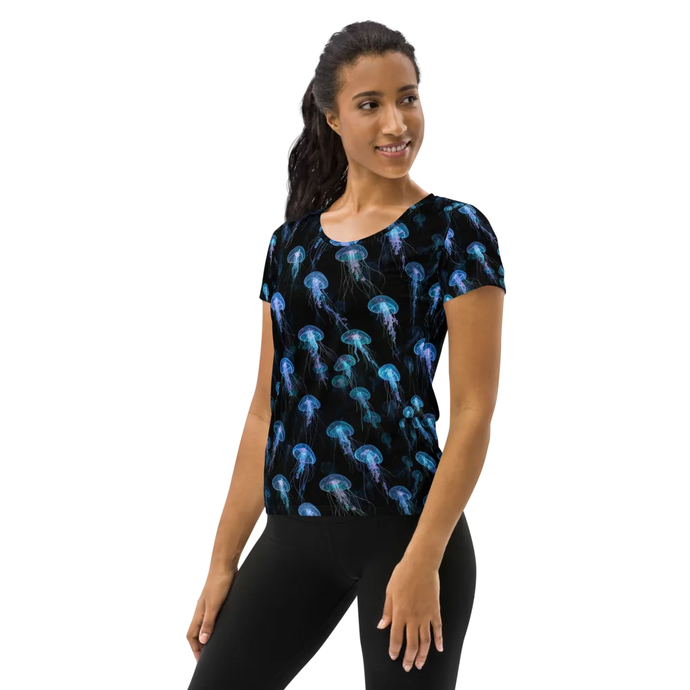 Deep Sea Reverie on Women's Athletic T-Shirt — Left