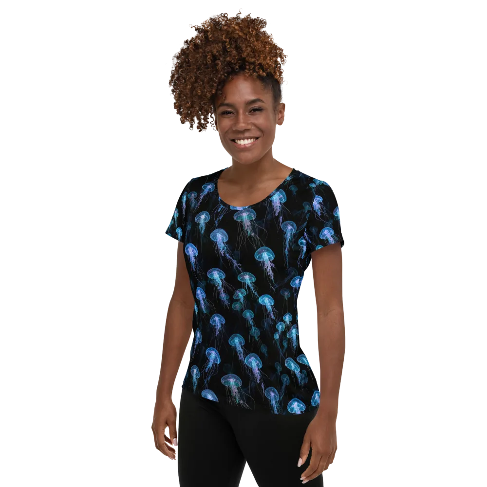 Deep Sea Reverie on Women's Athletic T-Shirt — Left