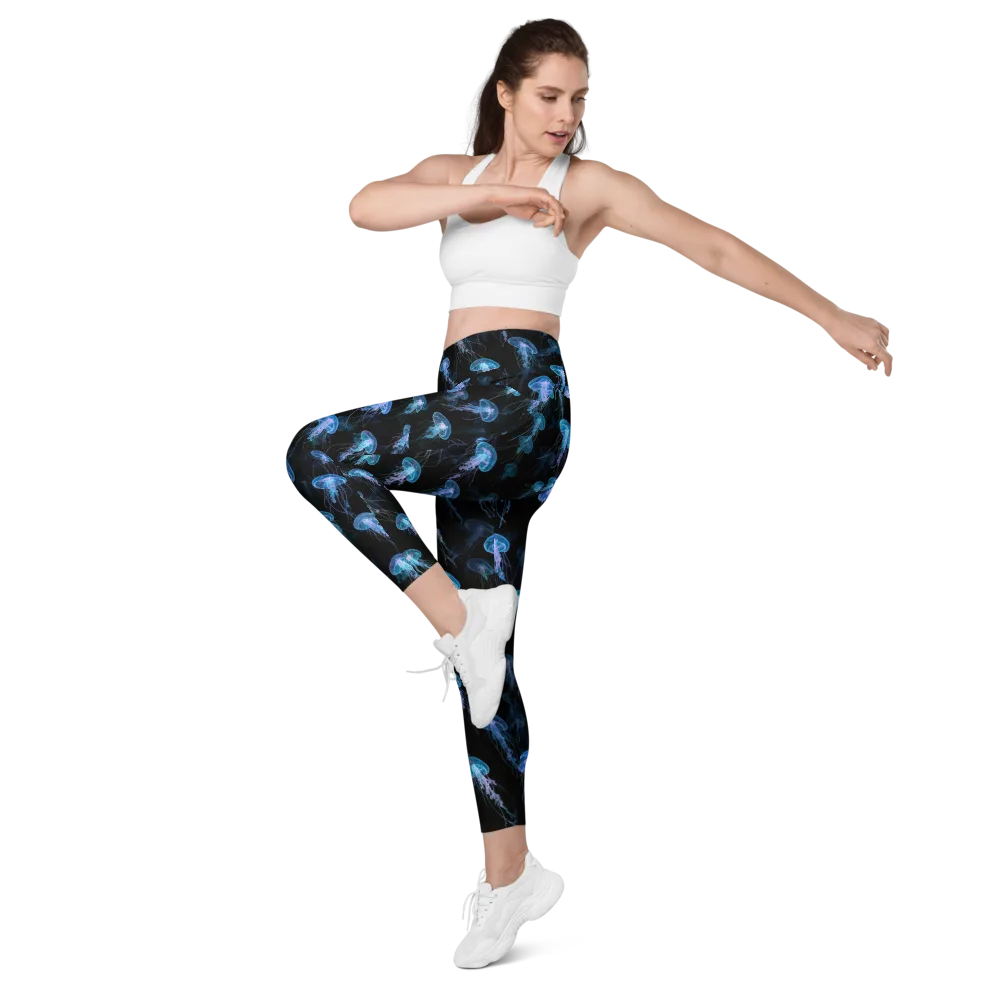Deep Sea Reverie on Leggings with Pockets — Left Front