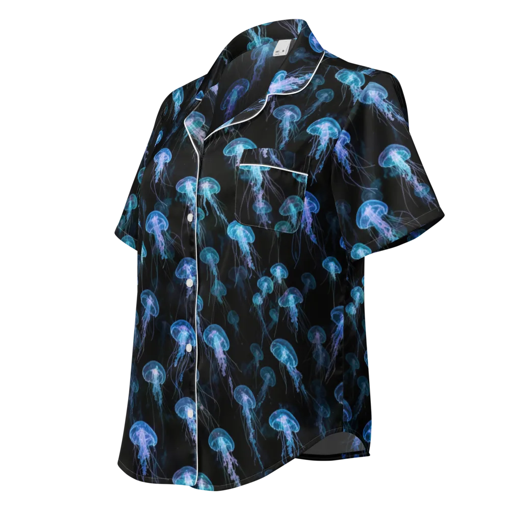 Deep Sea Reverie on Women's Short Sleeve Pajama Top — Left Front