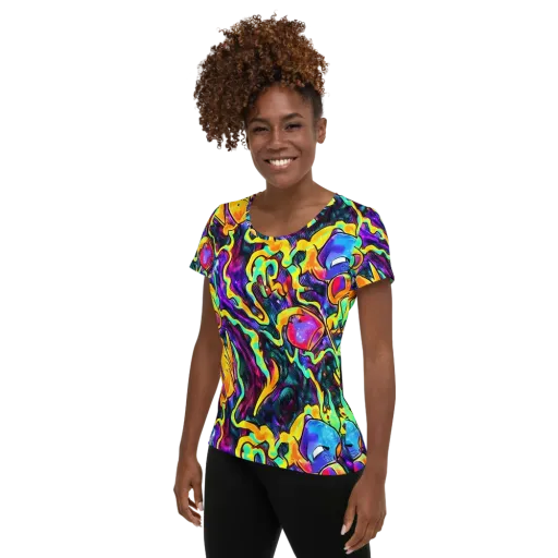 Spectrum After Dark on a Women's Athletic T-Shirt