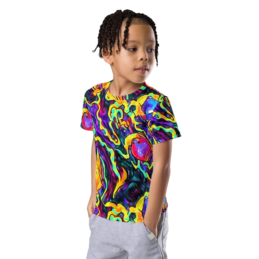 Spectrum After Dark on Kids Crew Neck T-Shirt — Left Front
