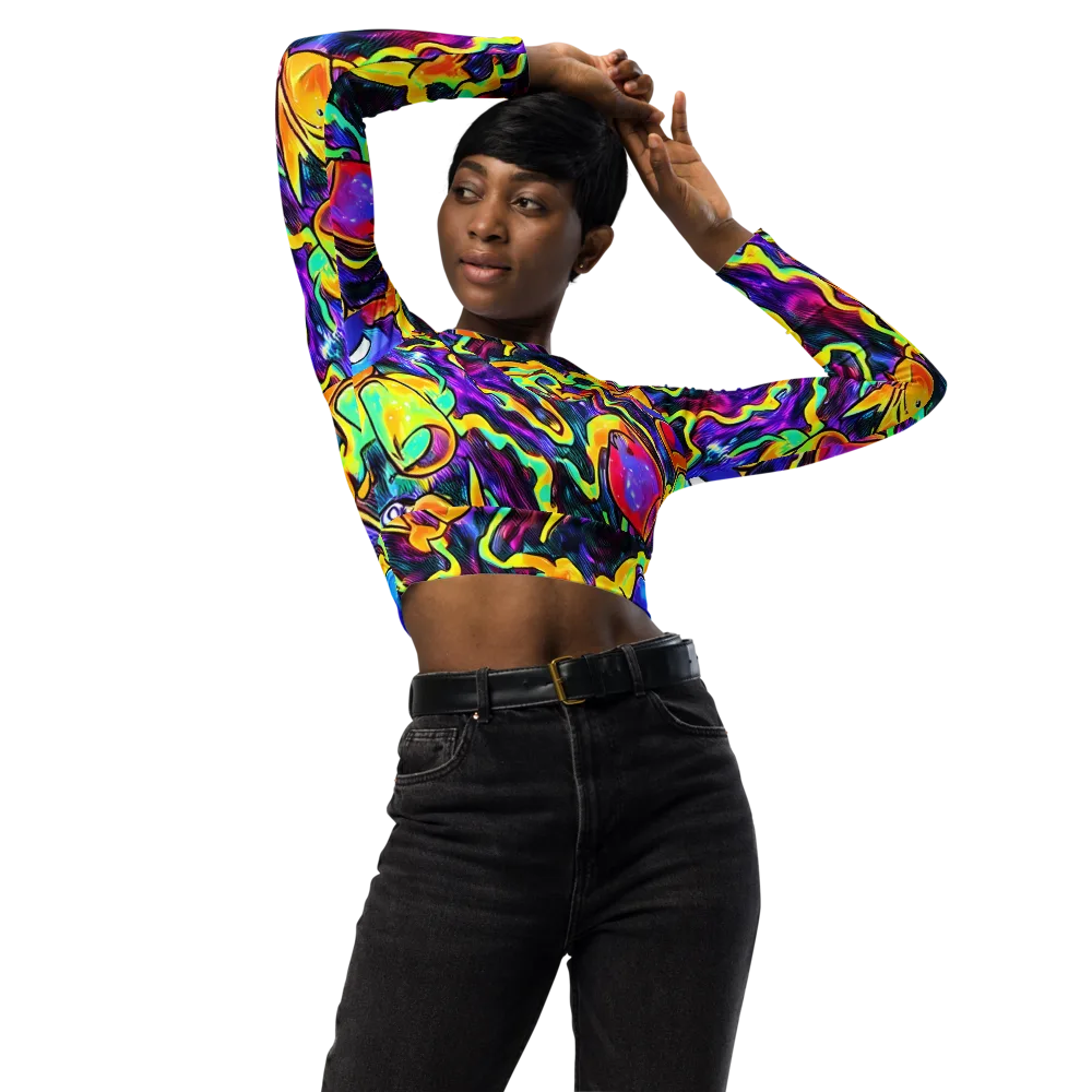 Spectrum After Dark on Long Sleeve Crop Top — Front