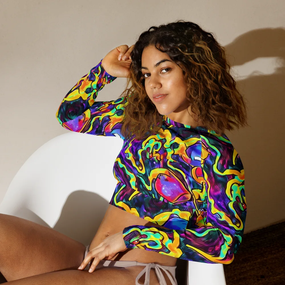 Spectrum After Dark on Long Sleeve Crop Top — Left Front