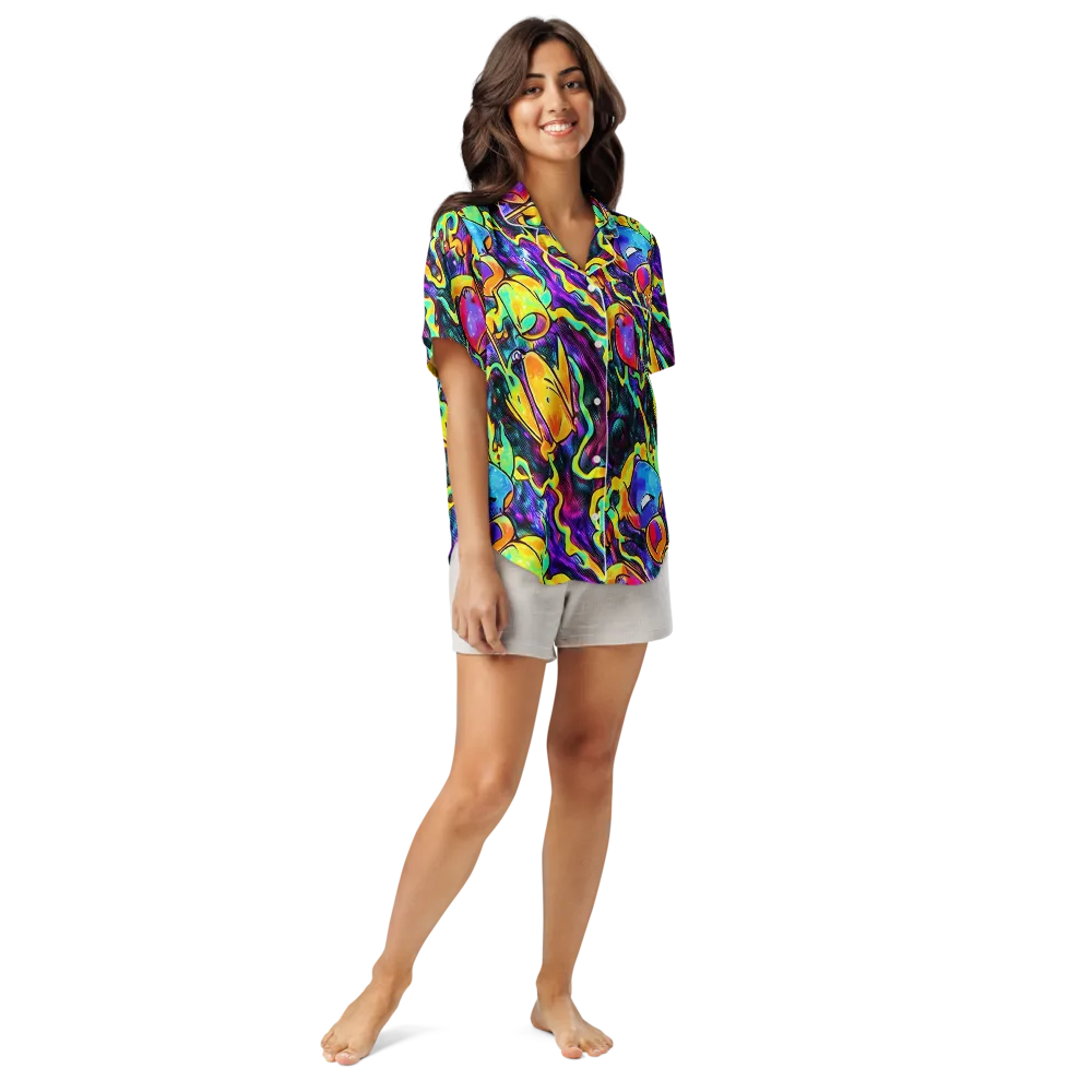 Spectrum After Dark on Women's Short Sleeve Pajama Top — Front