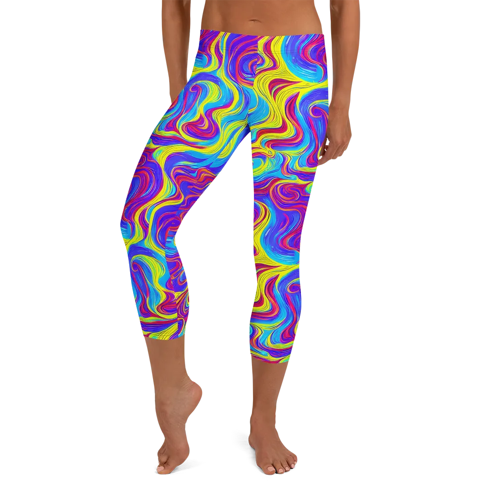 Spectrum Fever on Capri Leggings — Front