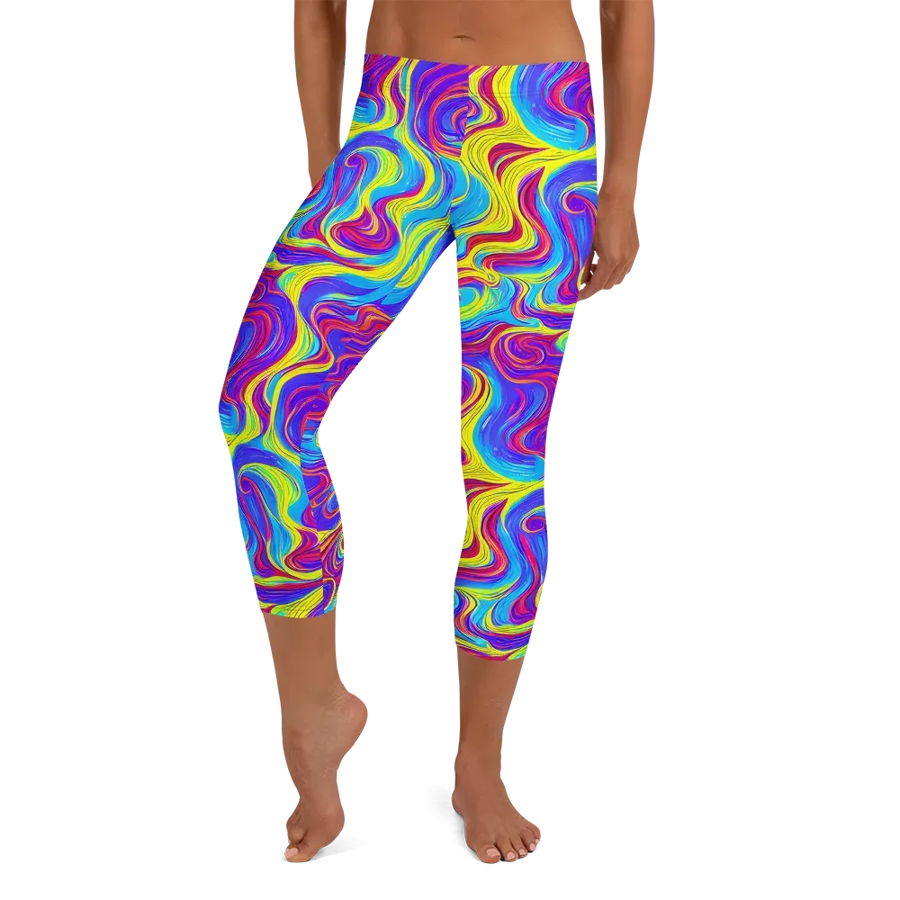 Spectrum Fever on Capri Leggings — Front