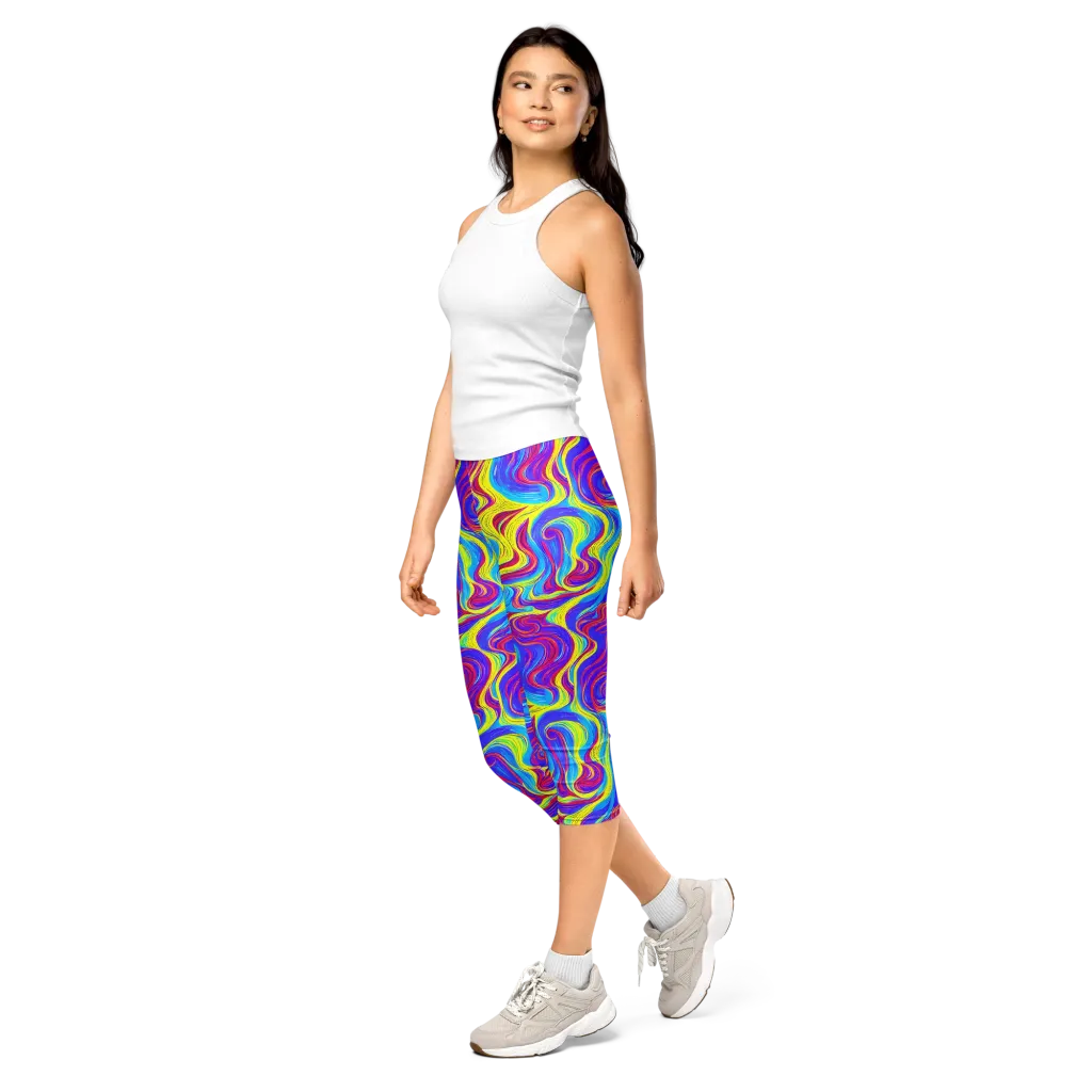 Spectrum Fever on Capri Leggings — Left Front