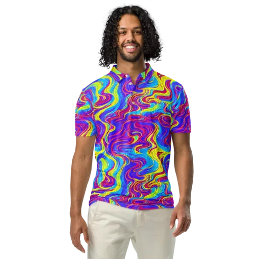 Spectrum Fever on a Men's Slim Fit Polo Shirt