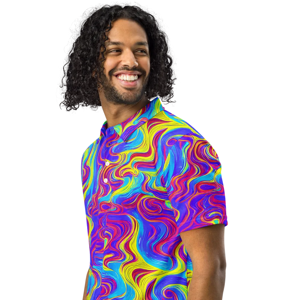 Spectrum Fever on Men's Slim Fit Polo Shirt — Left Front