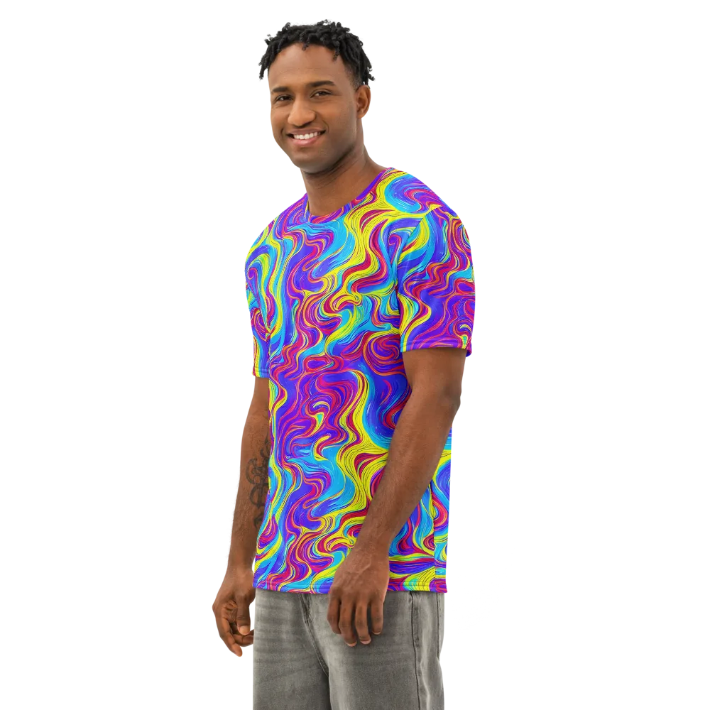 Spectrum Fever on Men's Cotton Crew Neck T-Shirt — Left Front