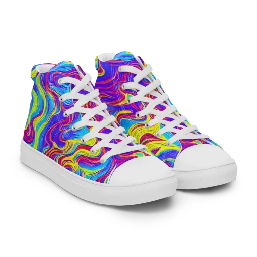 Spectrum Fever on a Men's High Top Canvas Shoes